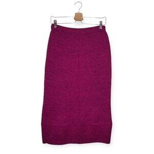 Vintage Magenta Knit Skirt Wool Stretch Knee Length Wmn's S/M 26 Maximalist
